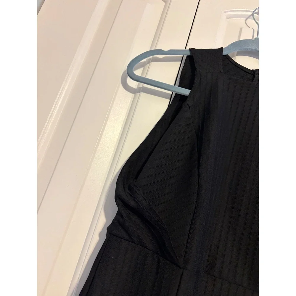 Zara Dress Ribbed Mini Black Sleeveless High Neck L Large Contemporary‎ Chic